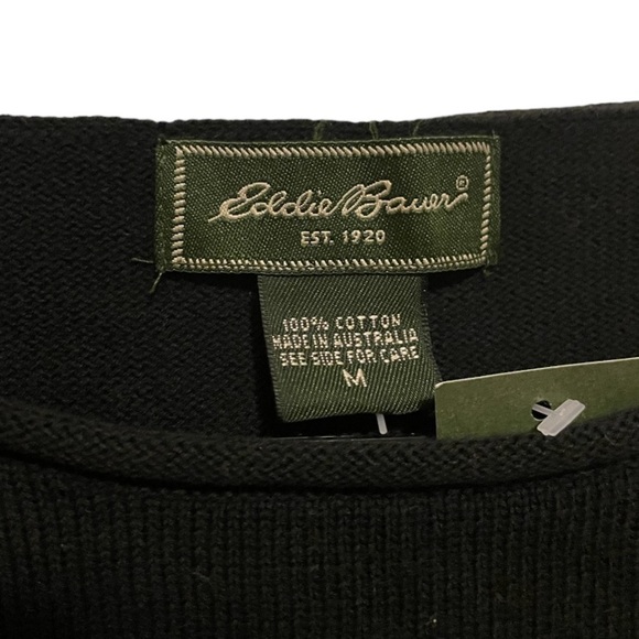 Eddie Bauer NWT Black Cotton Knit Quarter Length Top Size Medium Women’s - Picture 2 of 4